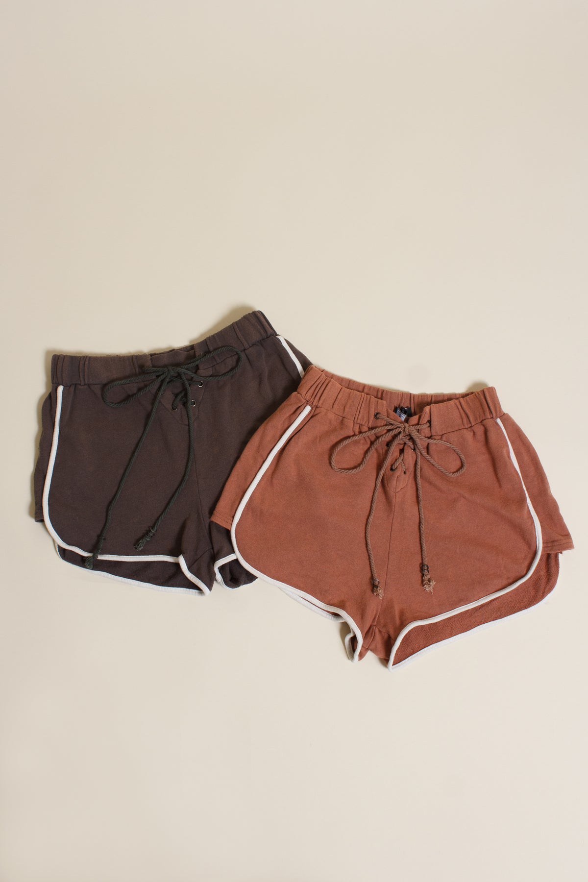 Pol terry cloth lace up shorts.