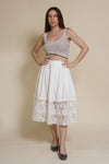 Champagne & Strawberry lace inset midi skirt, in white.