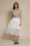 Champagne & Strawberry lace inset midi skirt, in white.