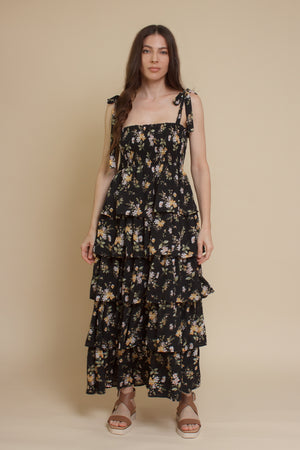 Crescent: Hayden Multi Tiered Dress, in black.