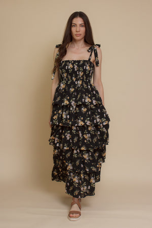Crescent: Hayden Multi Tiered Dress, in black.
