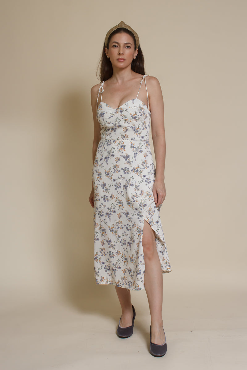Crescent Mason Bustier Midi Dress, in ivory.