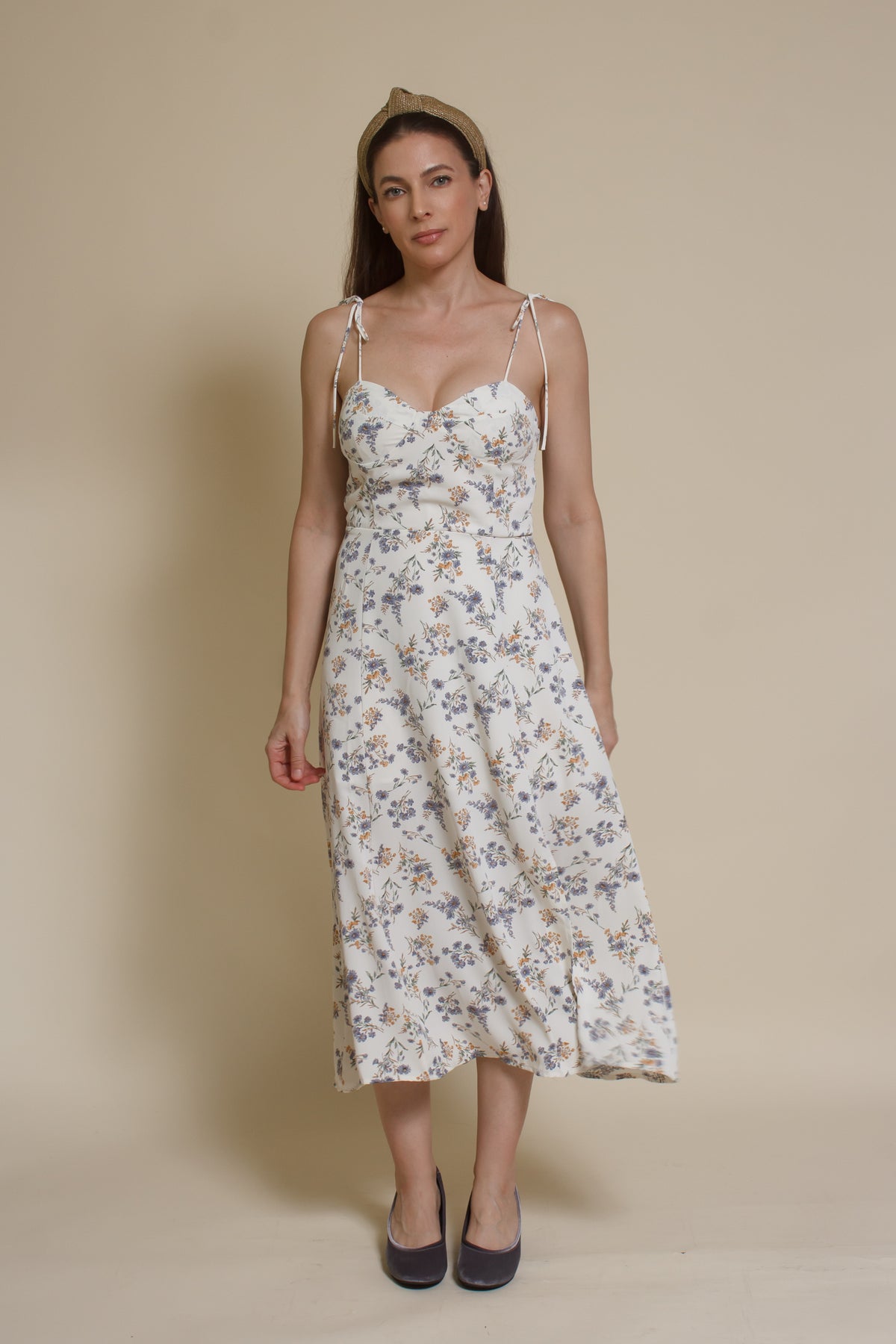 Crescent Mason Bustier Midi Dress, in ivory.