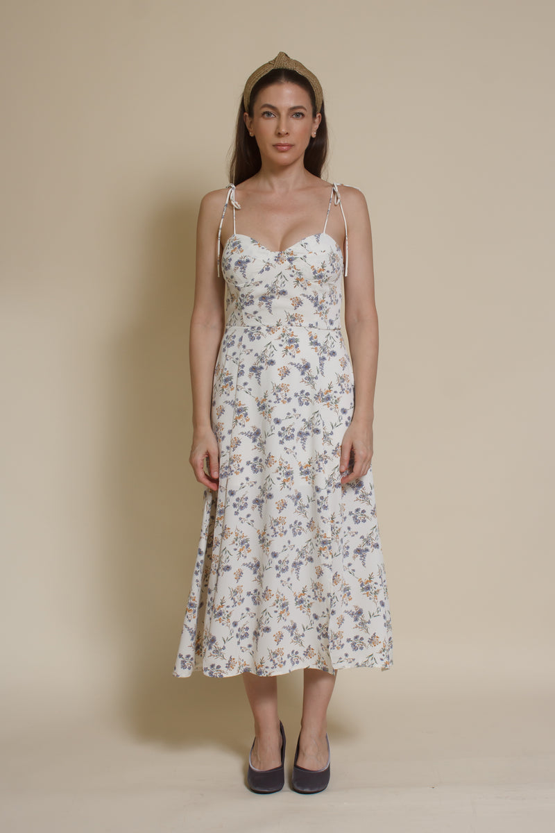 Crescent Mason Bustier Midi Dress, in ivory.