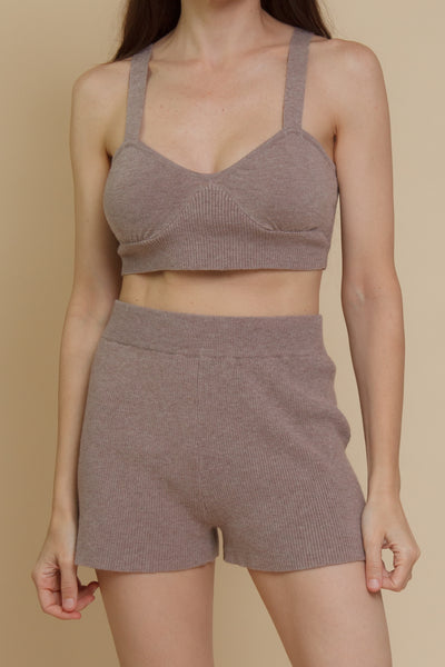 Crescent Mylie Ribbed Set, in coffee.