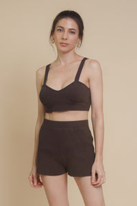 Crescent Mylie Ribbed Set, in espresso.