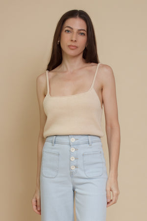 Cropped knit camisole, in natural.