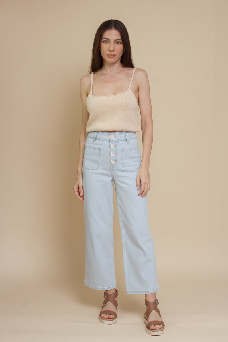 Cropped knit camisole, in natural.