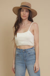 Cropped knit camisole, in ivory.