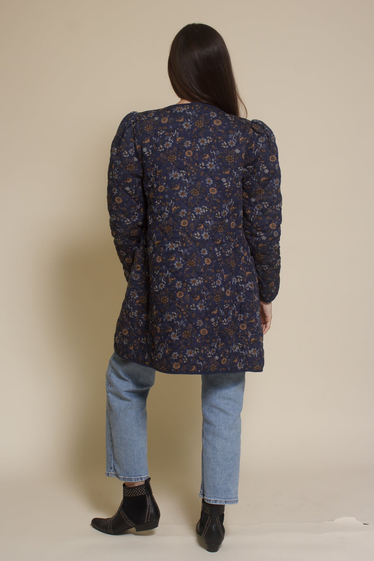 Current Air quilted floral jacket, in navy.
