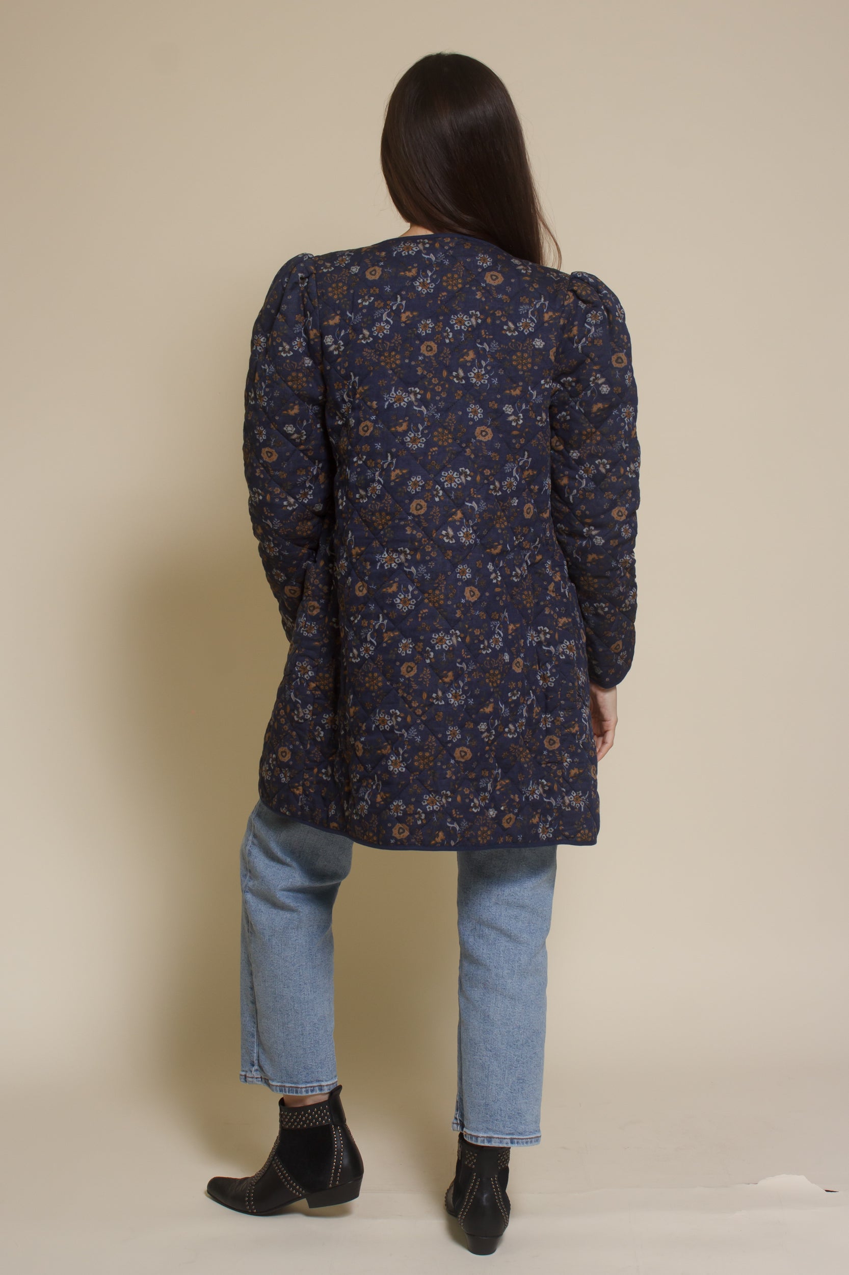 Current Air quilted floral jacket, in navy.