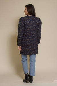 Current Air quilted floral jacket, in navy.
