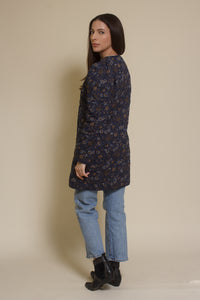 Current Air quilted floral jacket, in navy.