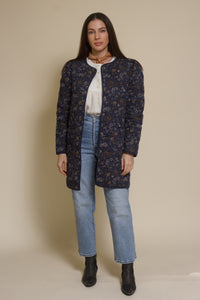 Current Air quilted floral jacket, in navy.