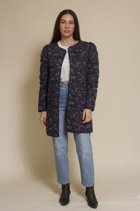 Current Air quilted floral jacket, in navy.