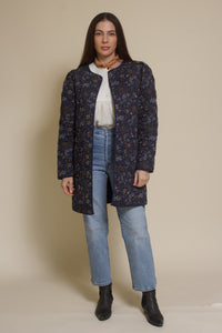 Current Air quilted floral jacket, in navy.
