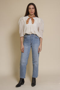 Current Air textured puff sleeve blouse, in off white.