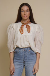 Current Air textured puff sleeve blouse, in off white.