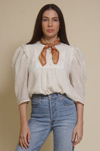 Current Air textured puff sleeve blouse, in off white.