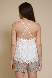 Do + Be lace detail camisole top, in white.