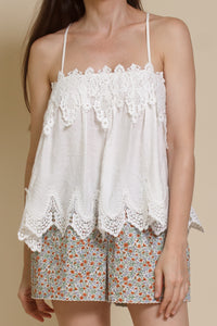 Do + Be lace detail camisole top, in white.