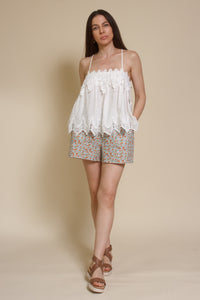 Do + Be lace detail camisole top, in white.