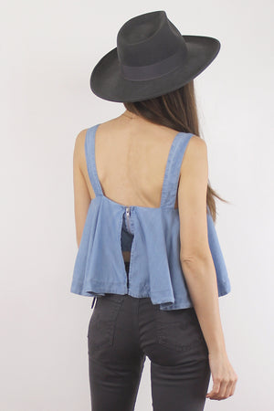 Do+Be chambray bra top, in washed chambray.