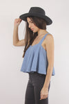 Do+Be chambray bra top, in washed chambray.