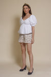 English Factory puff sleeve babydoll style top, in white.