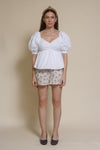 English Factory puff sleeve babydoll style top, in white.