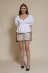 English Factory puff sleeve babydoll style top, in white.