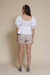 English Factory puff sleeve babydoll style top, in white.