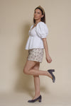 English Factory puff sleeve babydoll style top, in white.