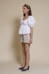 English Factory puff sleeve babydoll style top, in white.
