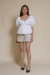 English Factory puff sleeve babydoll style top, in white.