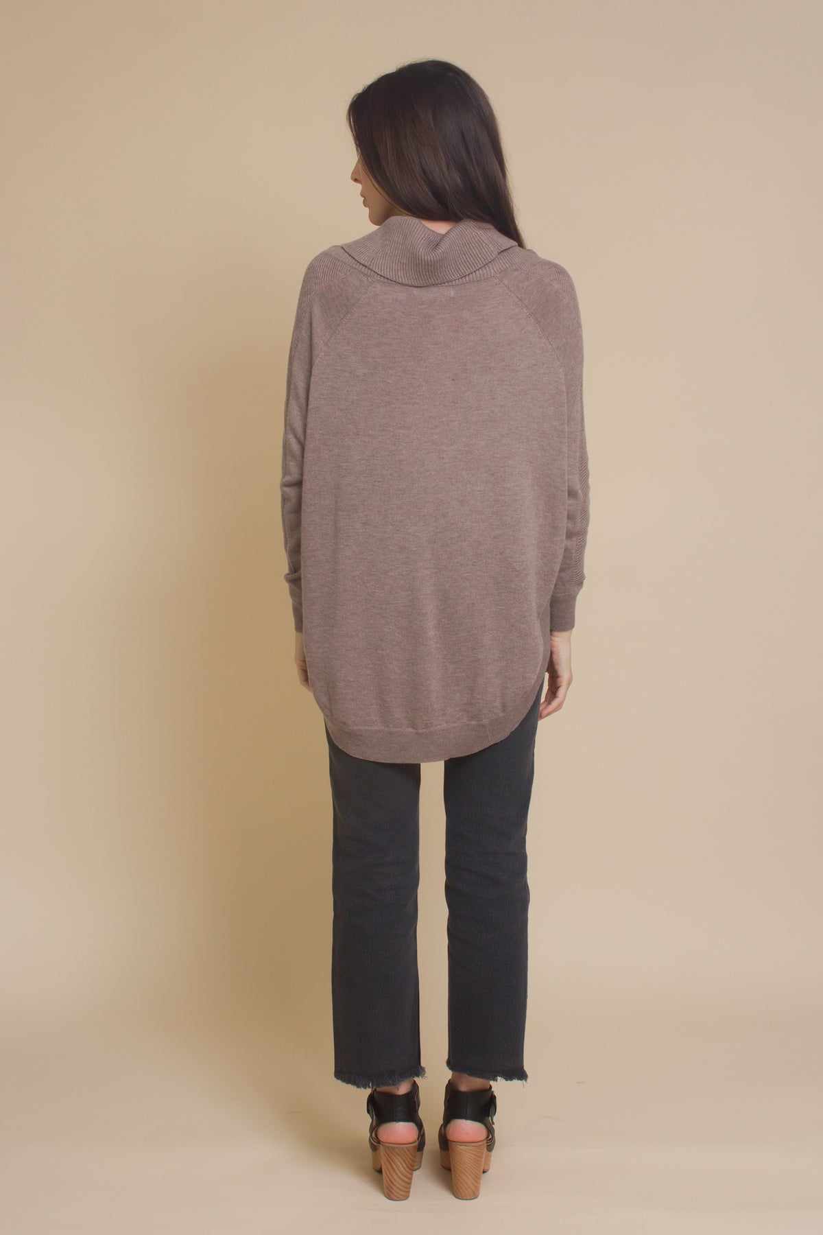 Fate by lfd cowl neck sweater with slant pockets, in mocha.