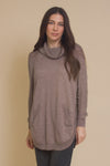 Fate by lfd cowl neck sweater with slant pockets, in mocha.