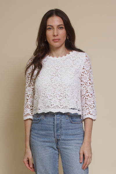 Fate by lfd crochet lace top, in white.