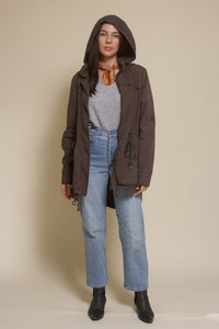 Fate parka jacket with cargo pockets and optional hood, in olive