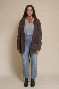 Fate parka jacket with cargo pockets and optional hood, in olive