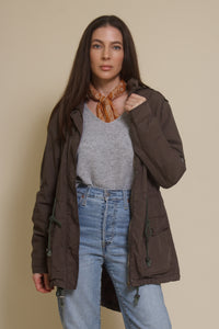 Fate parka jacket with cargo pockets and optional hood, in olive