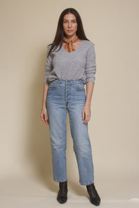 Fate split back sweater, in grey.