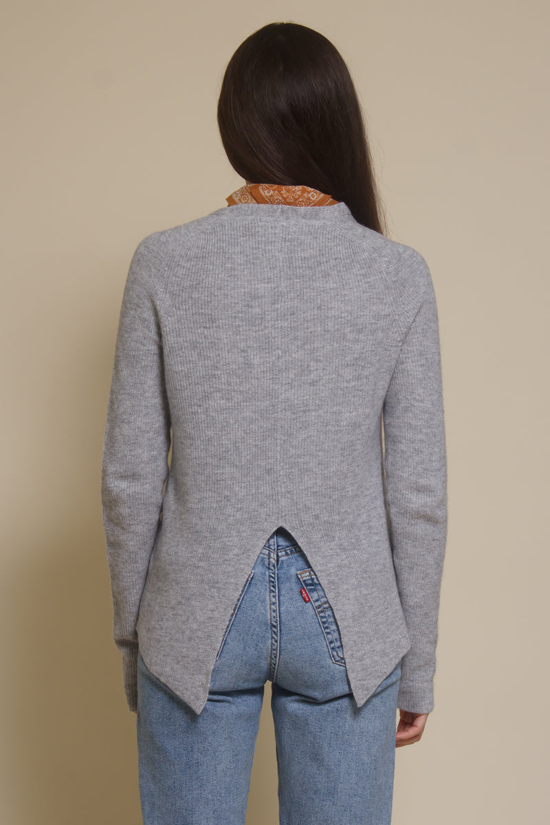 Fate split back sweater, in grey.