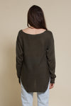 Fate wide neck sweater with round hem, in olive.