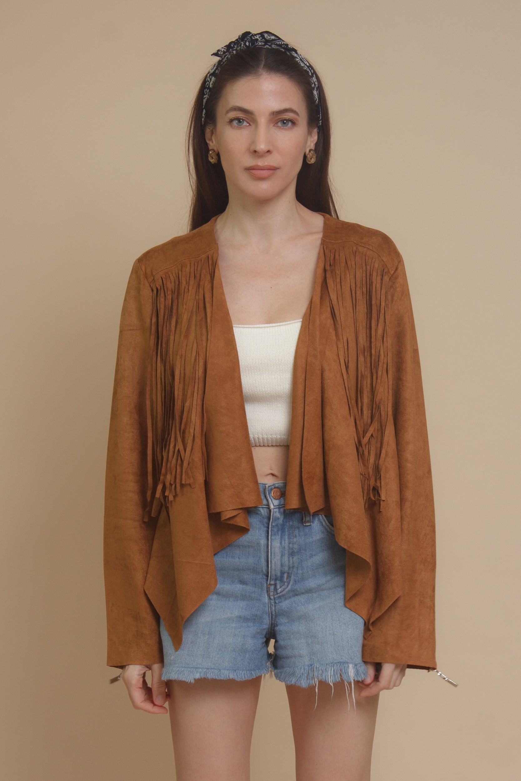 Faux suede sales tassel jacket