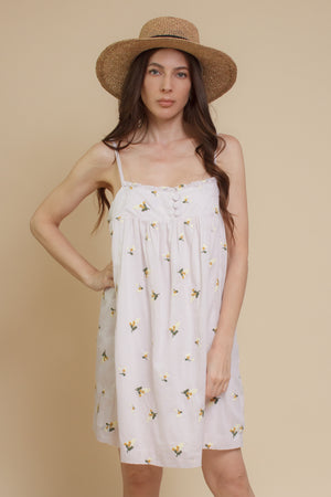 Floral embroidered sundress, in ivory.