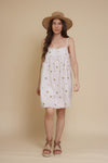 Floral embroidered sundress, in ivory.