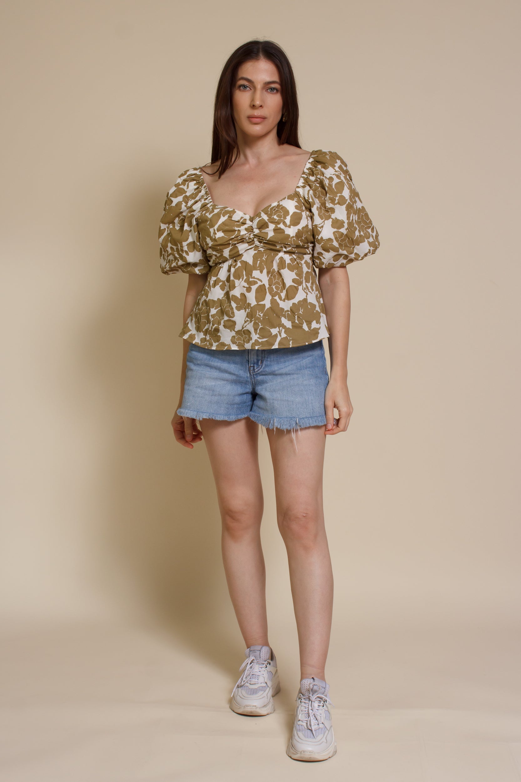 Free The Roses Floral Puff Sleeve Peplum Tie Back Top – Franklin