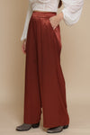 Satin wide leg pant, in marron glace. 