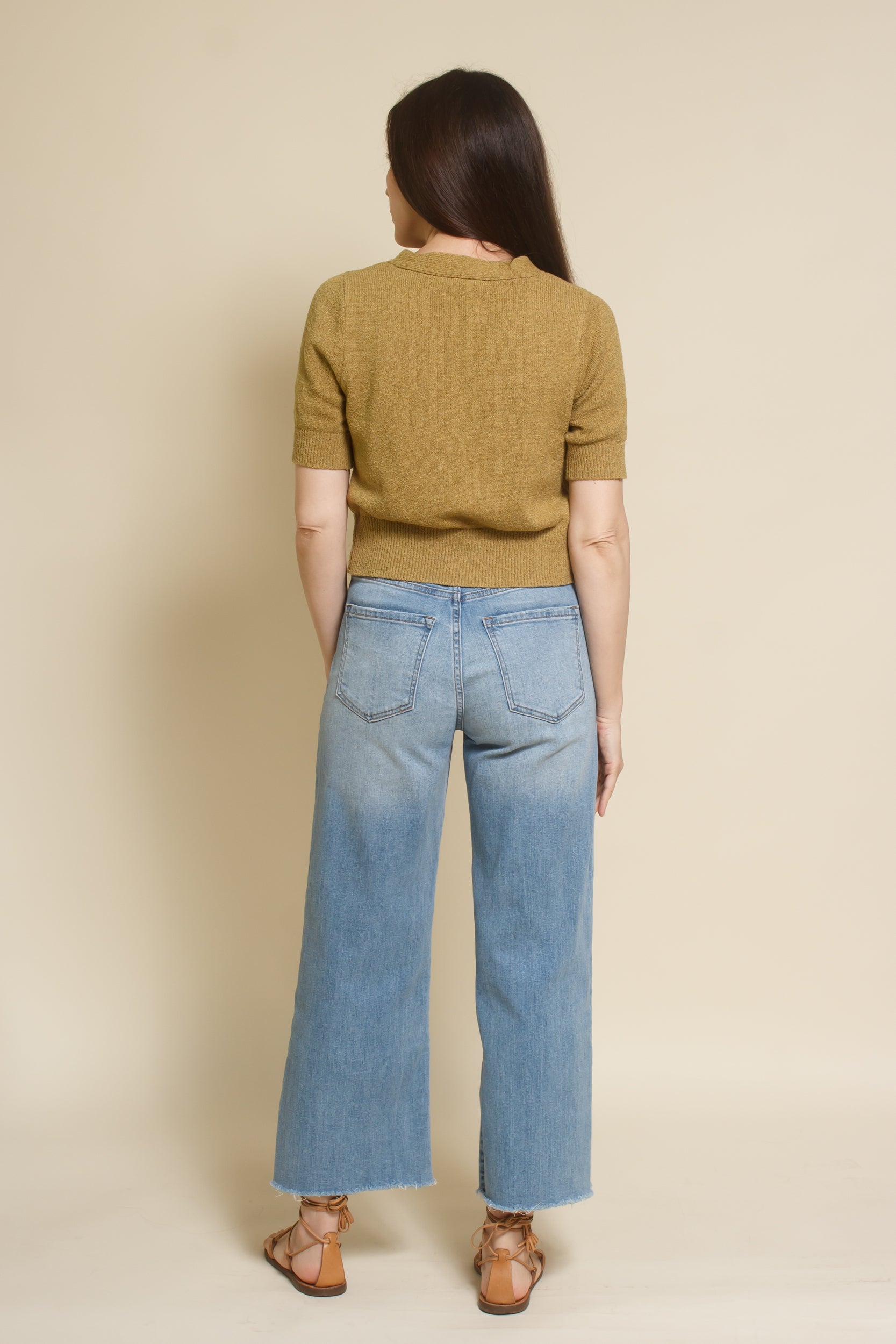 Hyfve short sleeve cardigan, in golden lime.